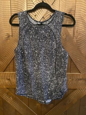 Lululemon Sculpt Tank Top Black/White Splatter Size 6 Keyhole Back